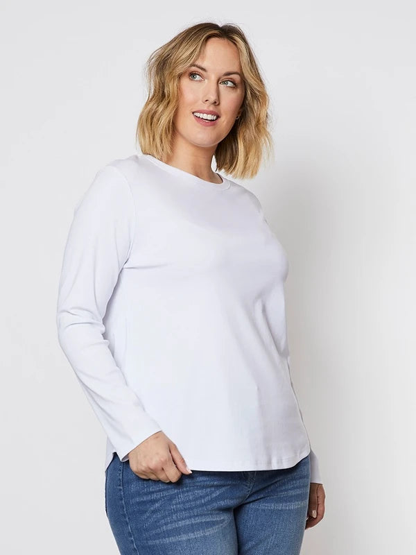Long Sleeve Crew Neck Tee - White