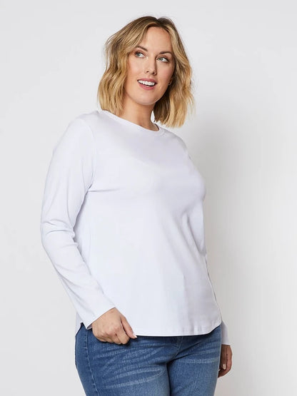 Long Sleeve Crew Neck Tee - White