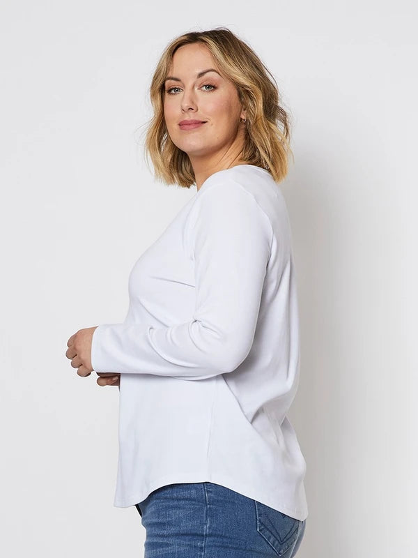 Long Sleeve Crew Neck Tee - White