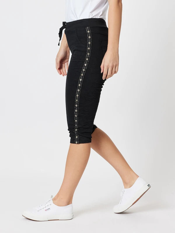 Crushed Pull On Shorts - Black