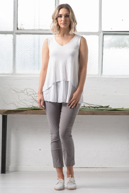 Mesh Double Layer Tank Women White | Lyn Rose Boutique