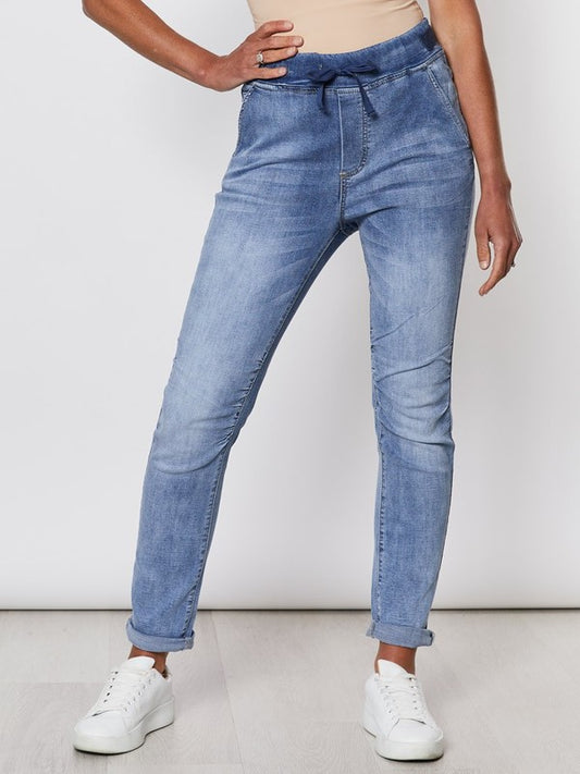 Tie front gathered jeans - Denim