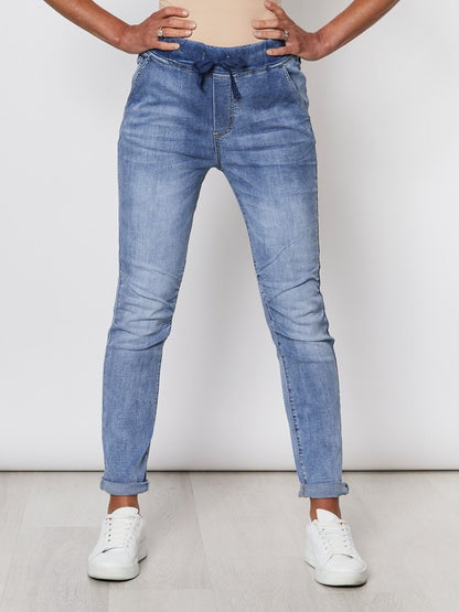 Tie front gathered jeans - Denim