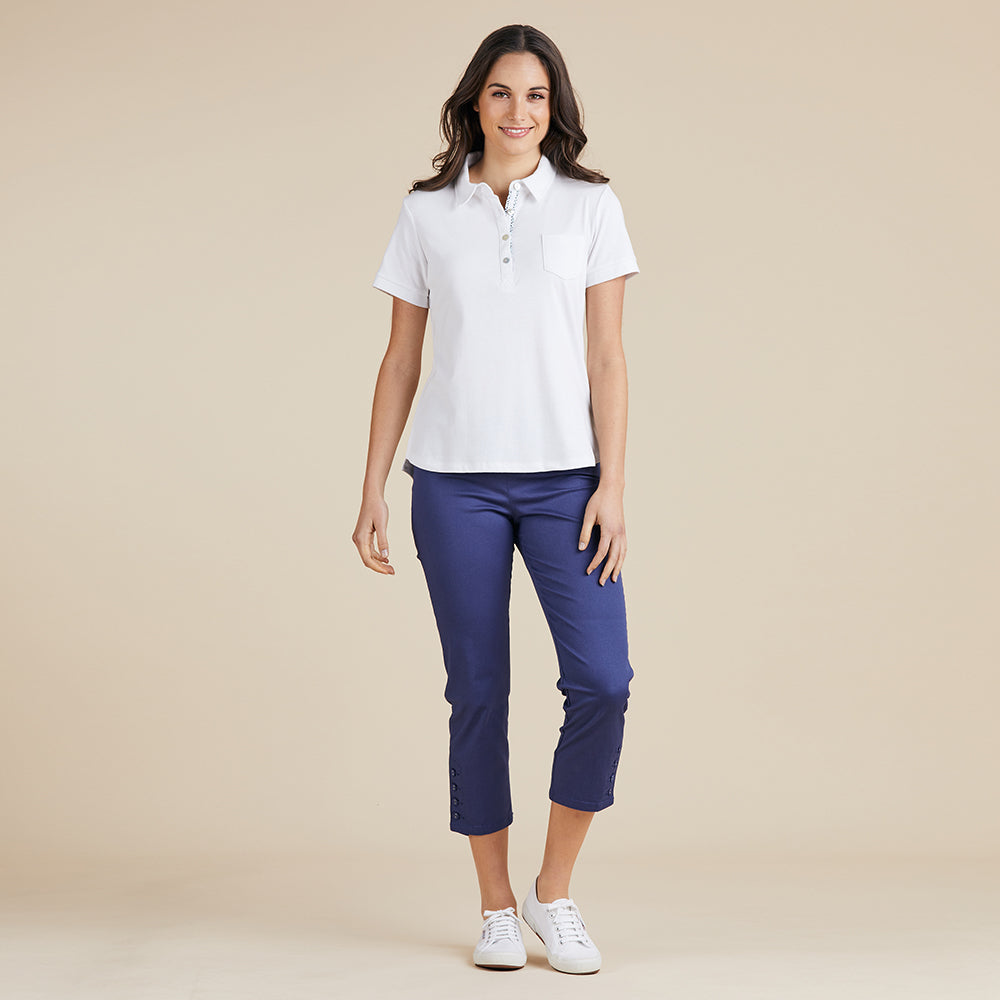 Cotton Polo Top - White