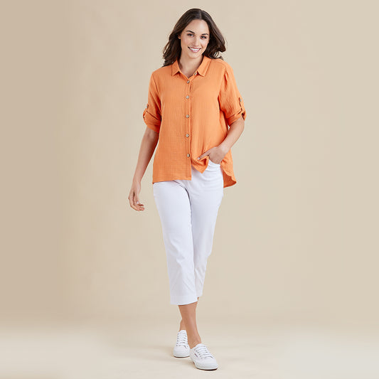 Textured shirt - Orange