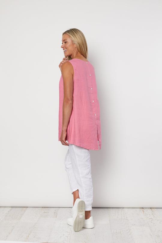 Button Back Cami - Coral