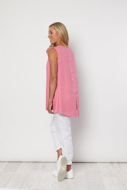 Button Back Cami - Coral