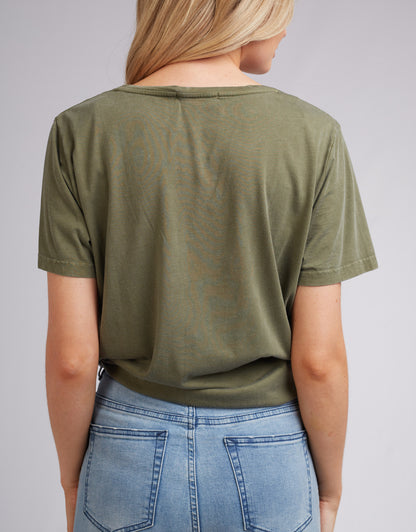 V Neck Tie Tee - Khaki