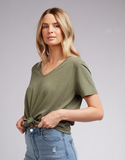 V Neck Tie Tee - Khaki