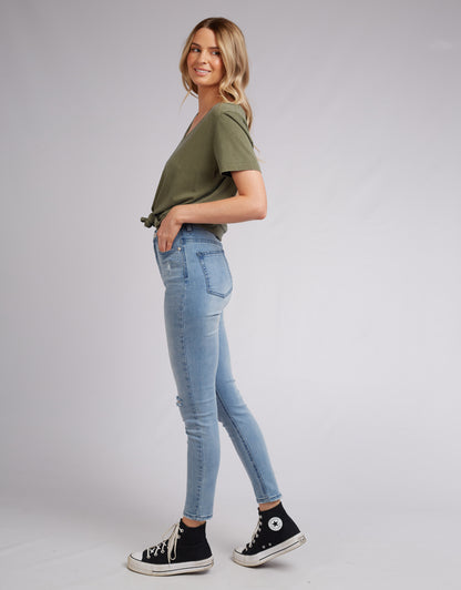 V Neck Tie Tee - Khaki