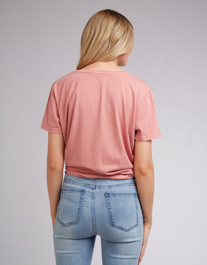 V Neck Tie Tee - Rose