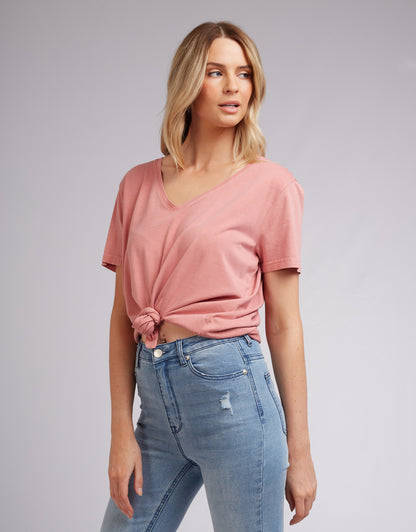 V Neck Tie Tee - Rose