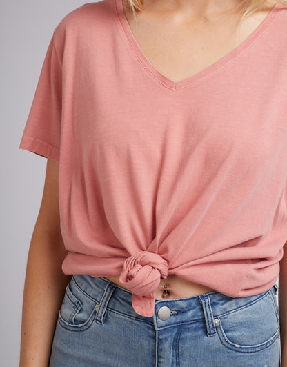 V Neck Tie Tee - Rose