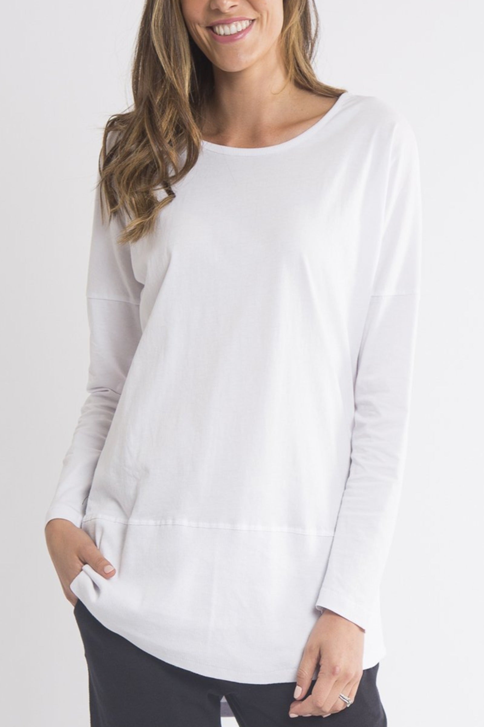 Fundamental Rib Long Sleeve White | Lyn Rose Boutique