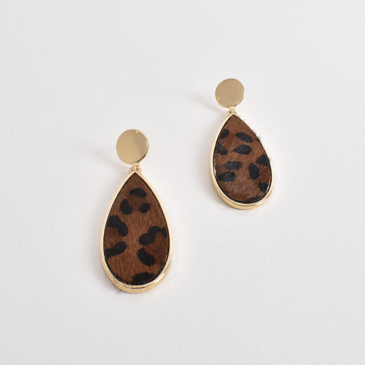 Hide Teardrop Metal Top Women Earrings | Lyn Rose Boutique