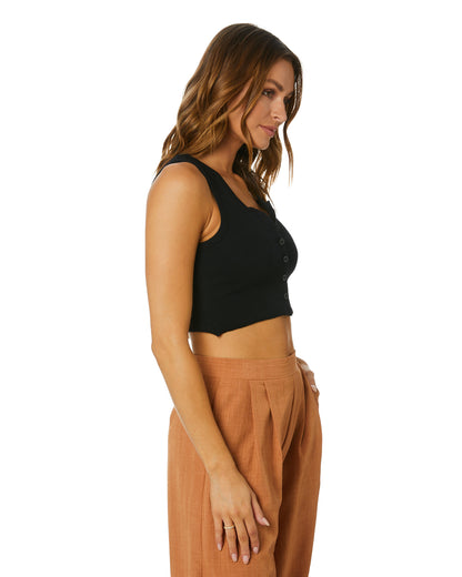 Leah Button Up Tank - Black