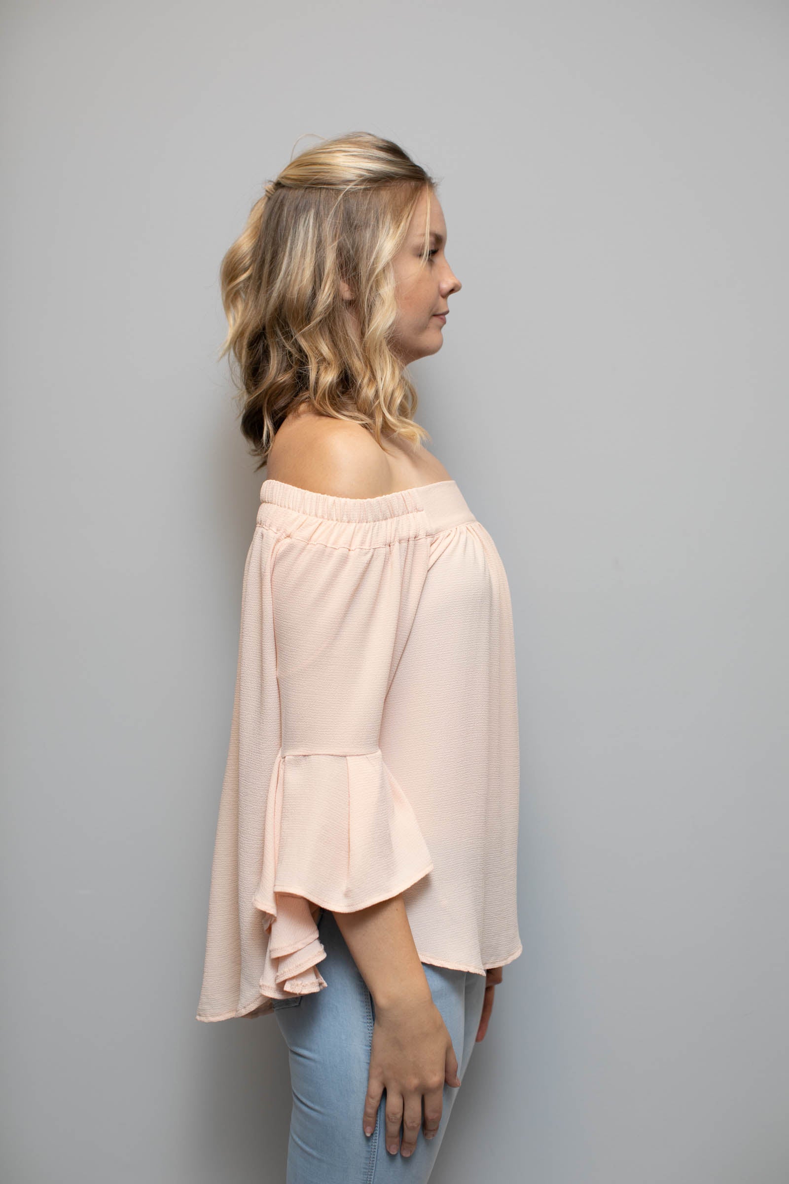 Off Shoulder Top Women Peach | Lyn Rose Boutique