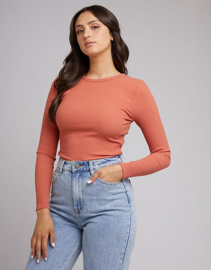 Eve Rib Baby Long Sleeve Tee - Rust