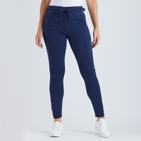 Threadz Tie Front Gathered Jean - Navy