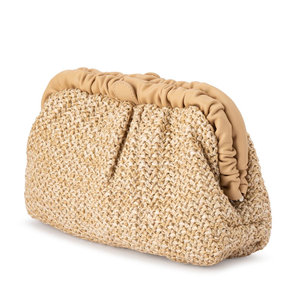 Amalia Pleated Woven Clutch - Natural