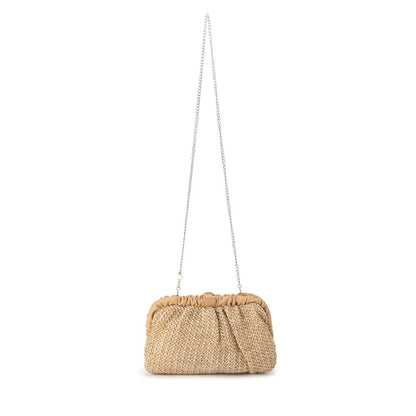 Amalia Pleated Woven Clutch - Natural