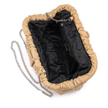Amalia Pleated Woven Clutch - Natural