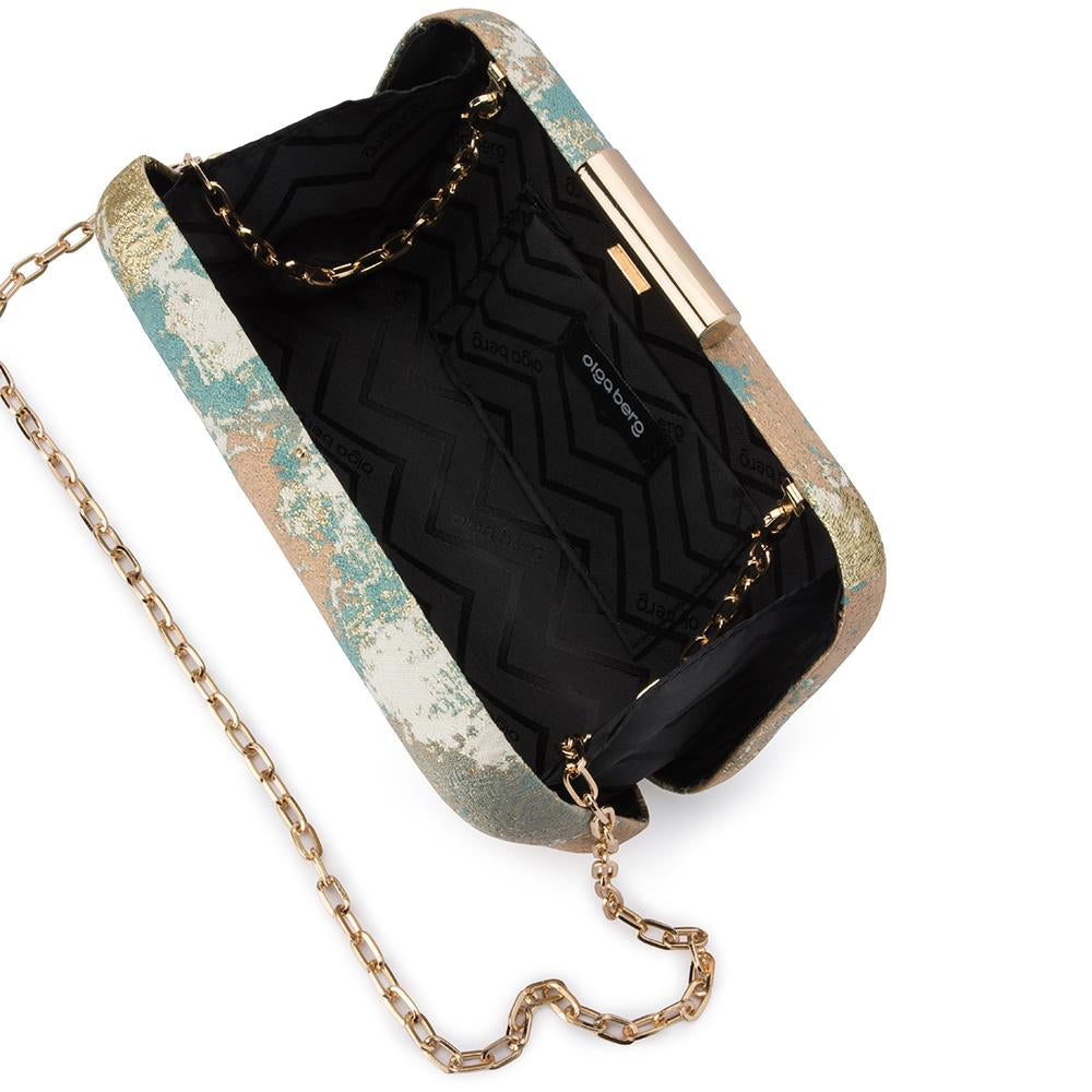 Florence Metallic Jaquard Clutch Mint | Lyn Rose Boutique