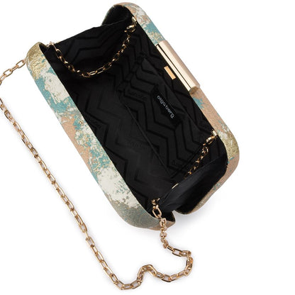 Florence Metallic Jaquard Clutch Mint | Lyn Rose Boutique
