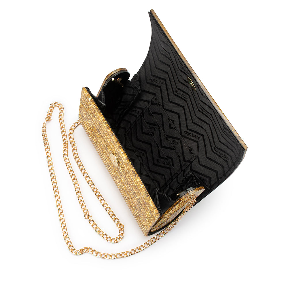 Stacer Acrylic Foldover Clutch - Gold