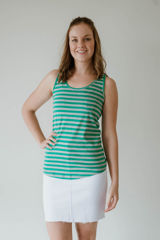 Stripe Singlet Women Green | Lyn Rose Boutique