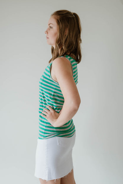 Stripe Singlet Women Green | Lyn Rose Boutique