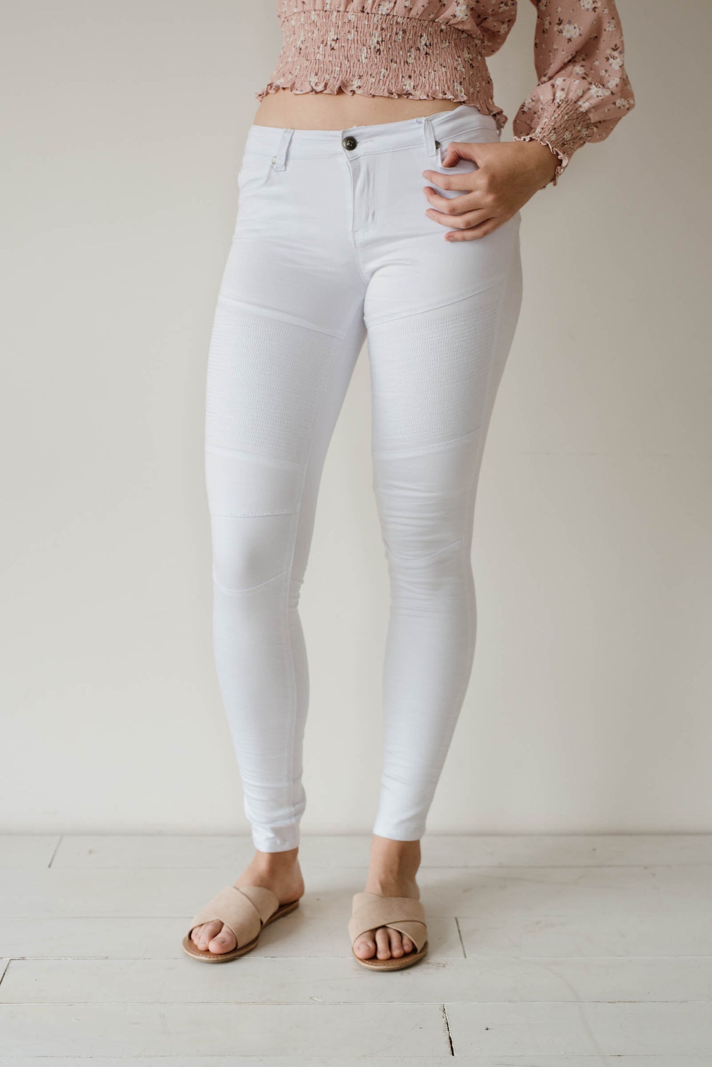 Biker Jean White Woman | Lyn Rose Boutique
