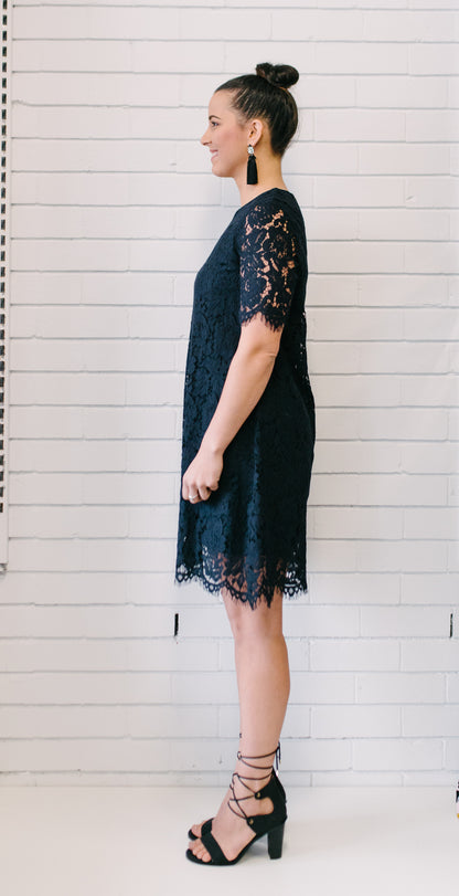 Penelope Lace Dress Women Navy | Lyn Rose Boutique