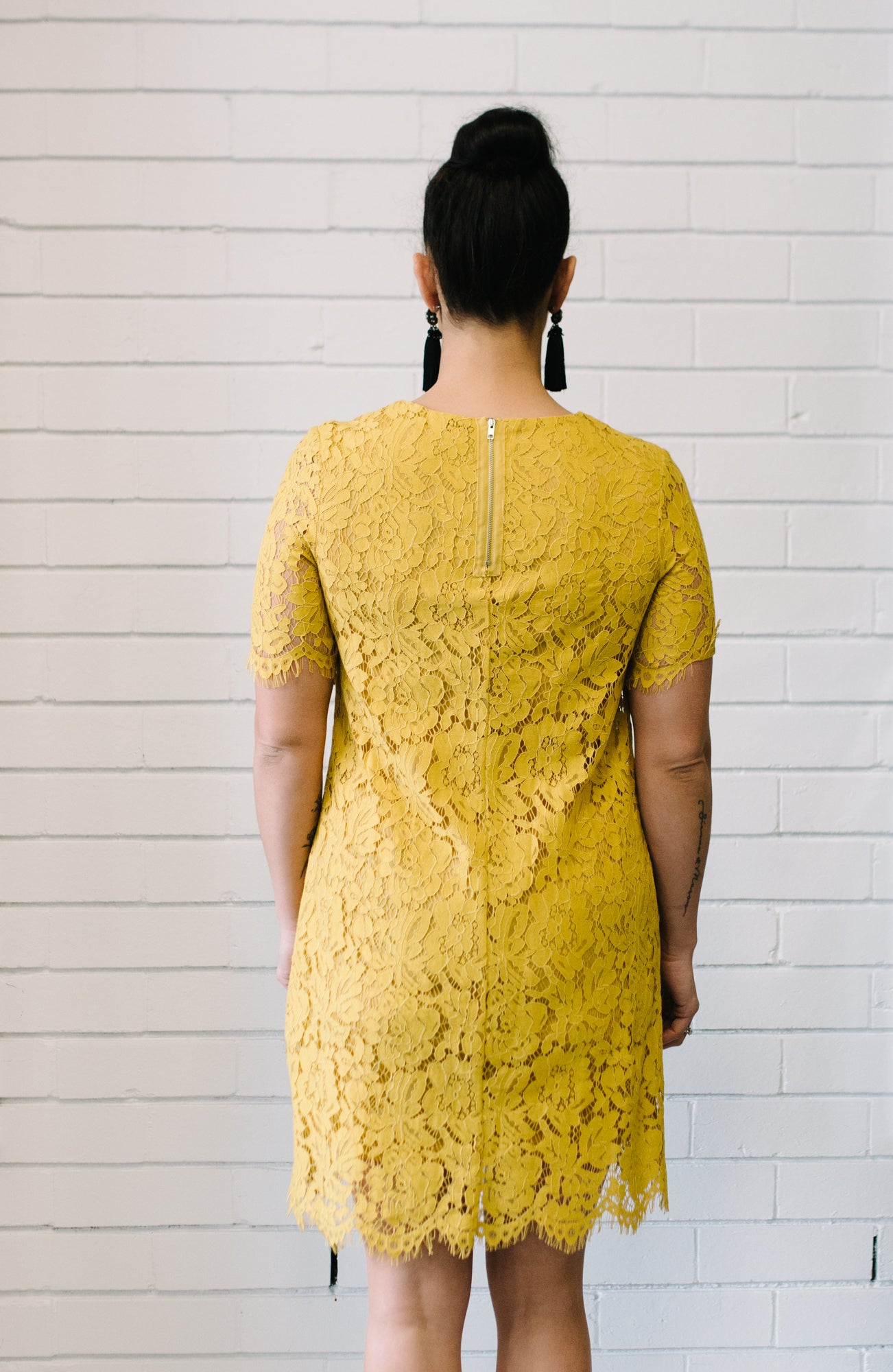 Penelope Lace Dress Women Mustard | Lyn Rose Boutique