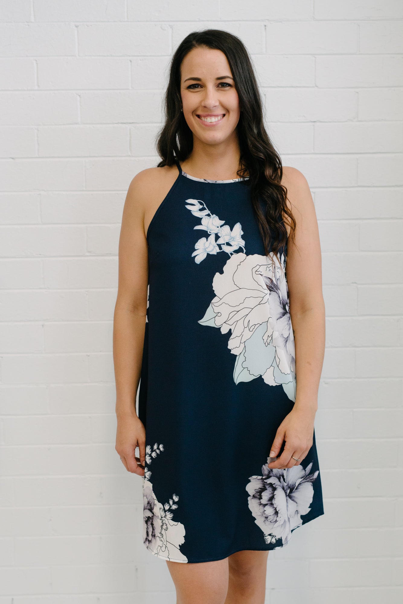 Floral Tank Dress Navy | Lyn Rose Boutique