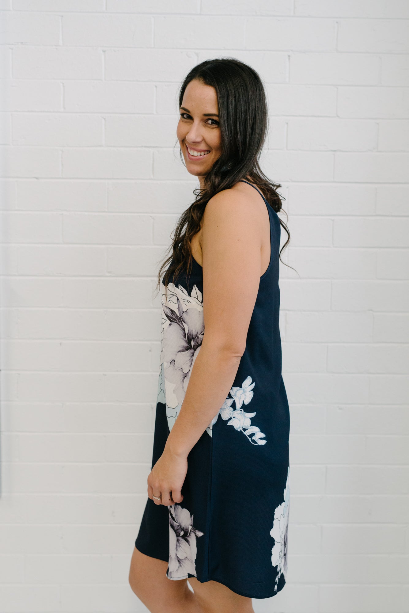 Floral Tank Dress Navy | Lyn Rose Boutique