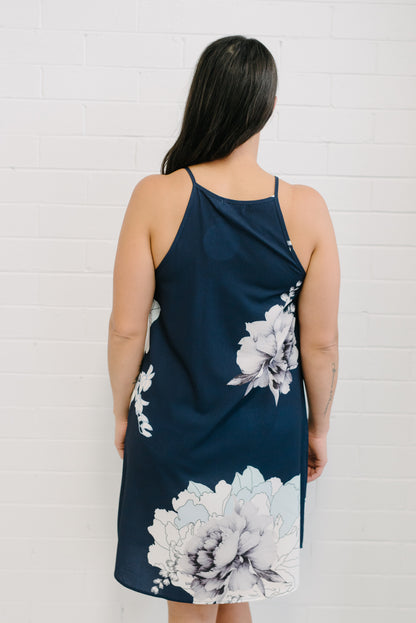 Floral Tank Dress Navy | Lyn Rose Boutique