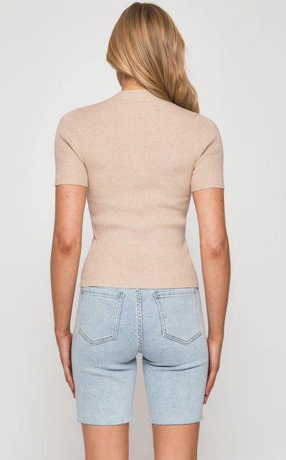 Keely Rib Knit Top - Sand