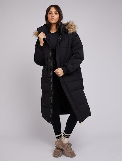 Active Fur Longline Puffer - Black