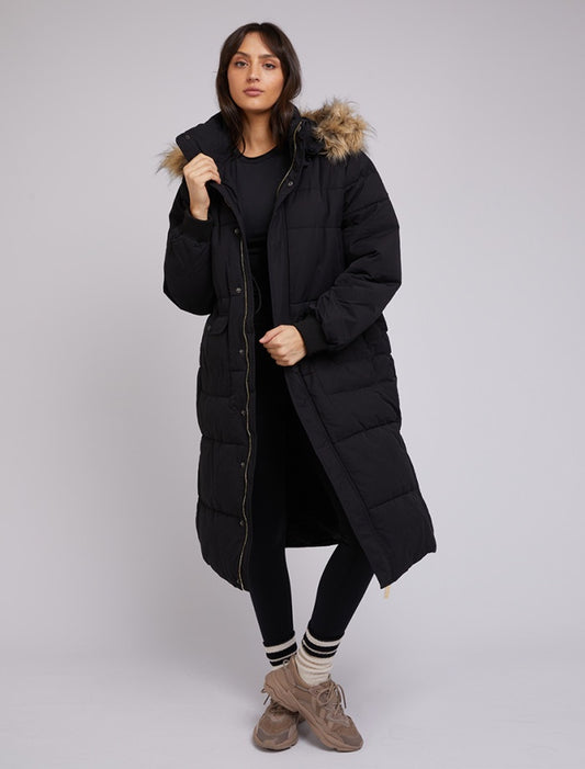 Active Fur Longline Puffer - Black