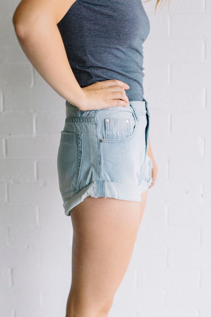 Ripped Denim Shorts - Light Wash