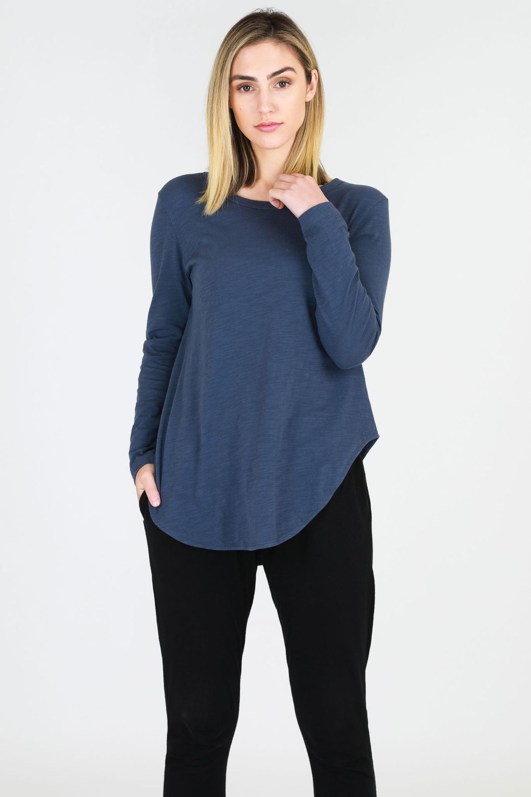 Scarlett Long sleeve Tee Women Indigo | Lyn Rose Boutique