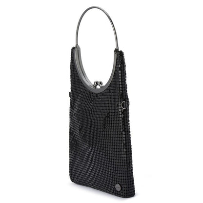 Gigi Mesh Circular Handle Bag - Black