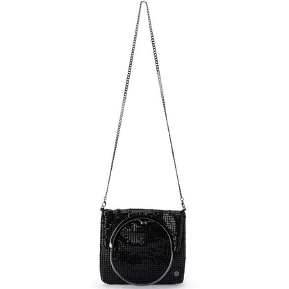 Gigi Mesh Circular Handle Bag - Black