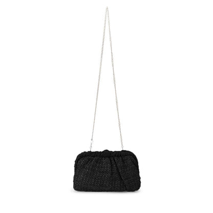 Amalia Pleated Woven Clutch - Black