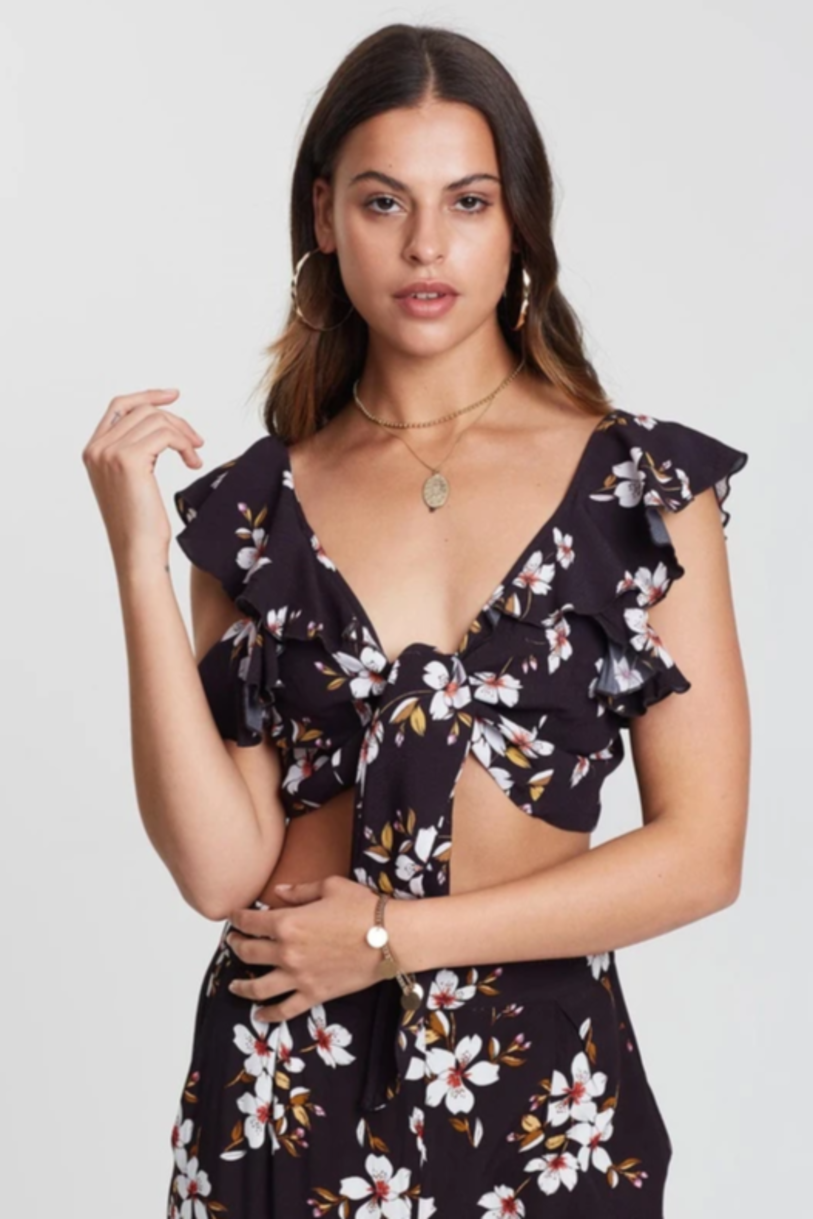 Garden Floral Frill Tie Top | Lyn Rose Boutique