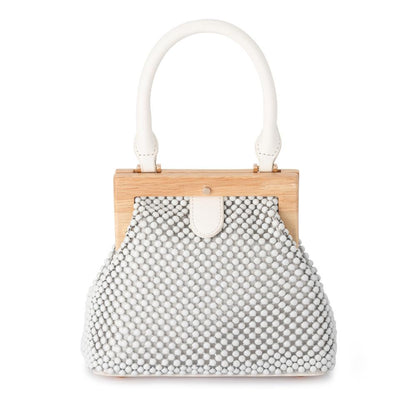 Marlo Ball Mesh Handle Bag - White