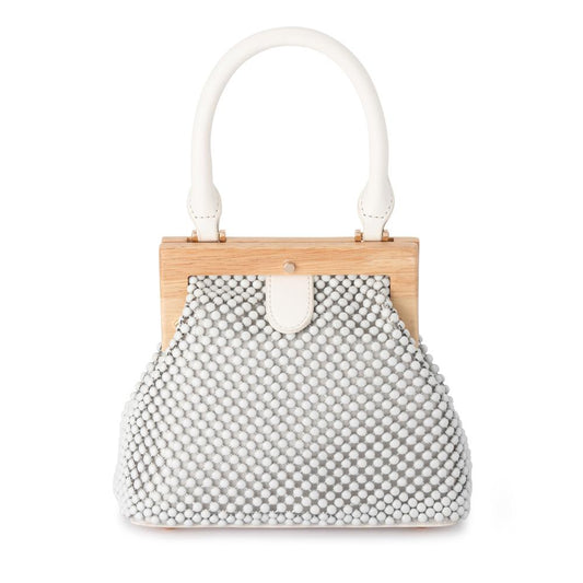 Marlo Ball Mesh Handle Bag - White